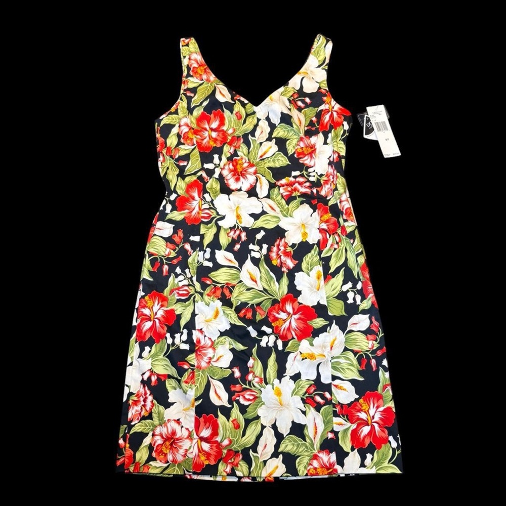 Jones New York Floral Sundress in Black, Red, White, Green